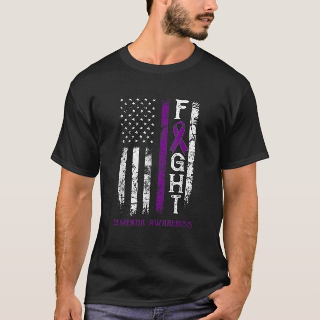 Dementia Warrior US Flag T-Shirt (Front)