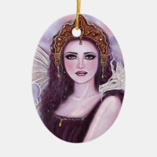 Demeter goddess with serpent by Renee Lavoie Ceramic Ornament