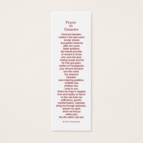 Demeter Prayer Card Business Card Template