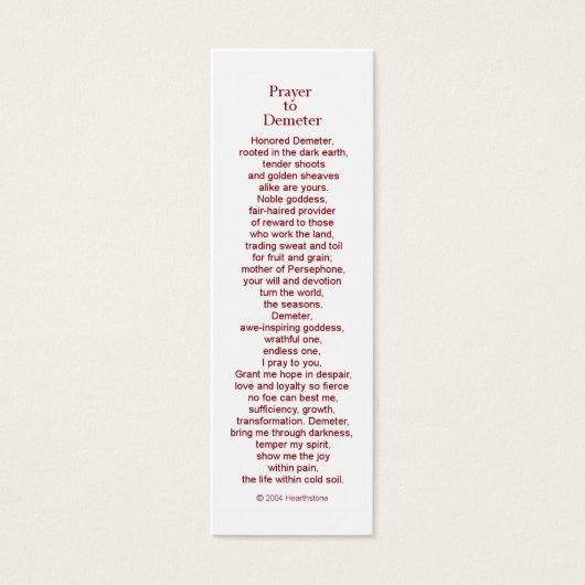 Demeter Prayer Card (Front)