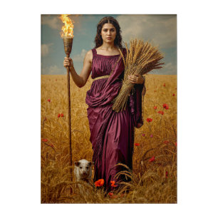 Demeter’s Autumn Vigil – A Sorrowful Portrait Acrylic Print