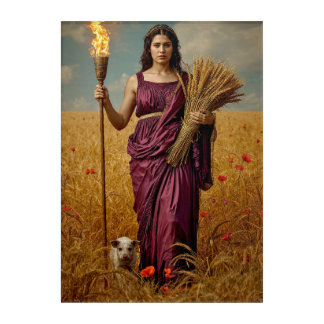Demeter’s Autumn Vigil – A Sorrowful Portrait Acrylic Print