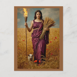 Demeter’s Autumn Vigil – A Sorrowful Portrait Postcard