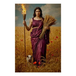 Demeter’s Autumn Vigil – A Sorrowful Portrait Poster