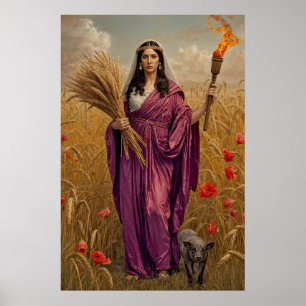 Demeter’s Silent Harvest – A Mournful Portrait Poster