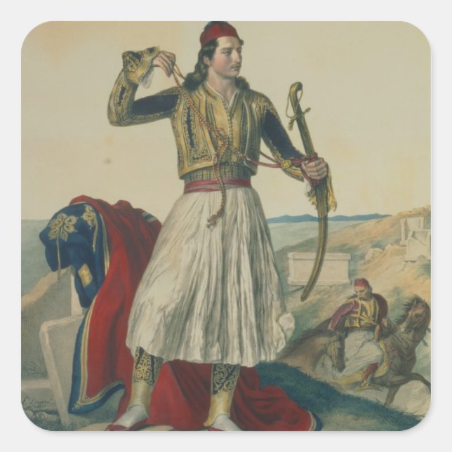 Demetrius Mavromichalis, a Greek soldier and patri Square Sticker (Front)