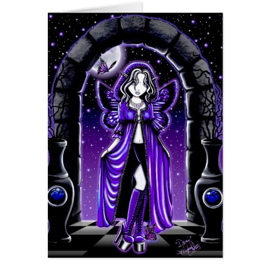 "Demi" Gothic Blue Butterfly Fairy Art Card (Front)