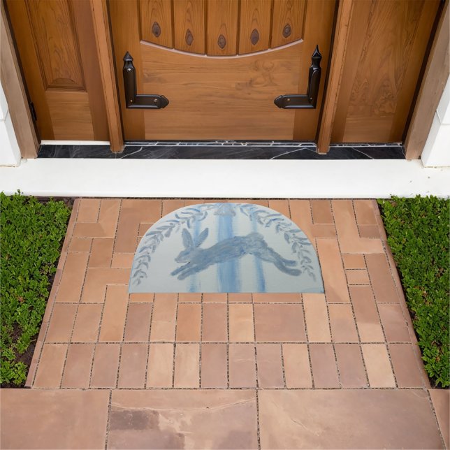 Demi lune French Country Bunny Rabbit Doormat (Outdoor)