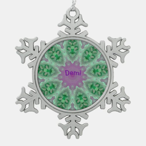 DEMI  Personalised Luminous Christmas Fractal  Snowflake Pewter Christmas Ornament