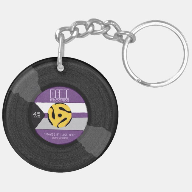 Demi Records Demisexual Pride Vinyl LGBTQ Keychain (Back Right)