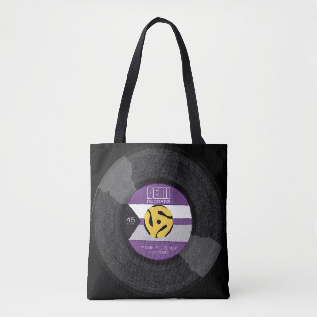 Demi Records Demisexual Pride Vinyl LGBTQ Pin Tote Bag (Front)