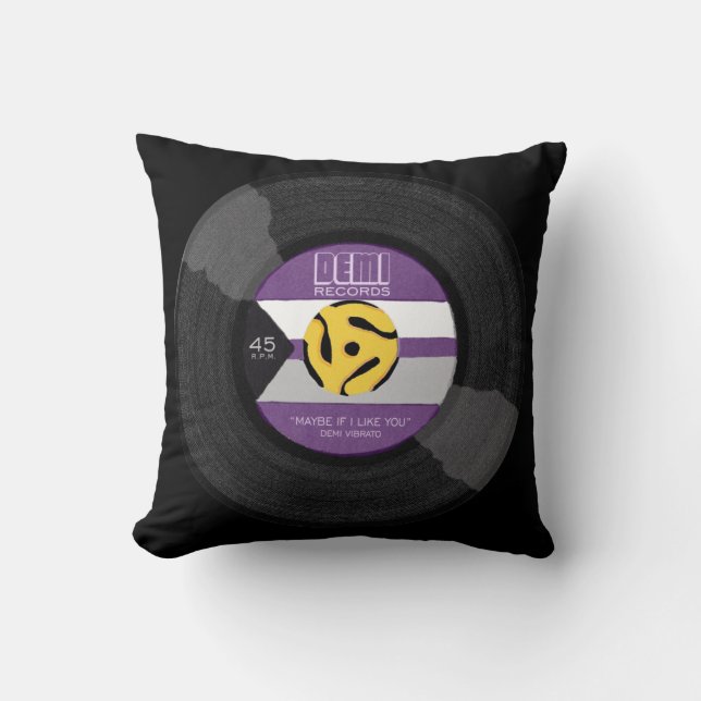 Demi Records Demisexual Pride Vinyl LGBTQ Throw Pillow (Front)