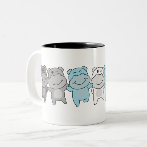 Demiboy Flag Pride Lgbtq Cute Hippo Two_Tone Coffe Two_Tone Coffee Mug