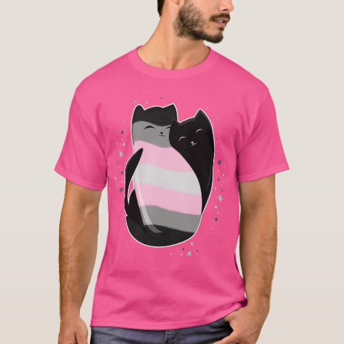 Demigirl Cat LGBT Pride Flag T_Shirt