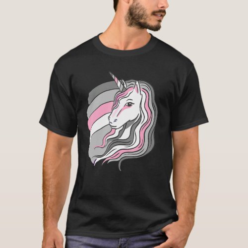 Demigirl Demigirl Flag Unicorn Face Demigirl Pride T_Shirt