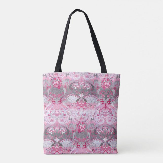 Demigirl Dragon Damask - Stylish Pride Flag Colors Tote Bag (Back)
