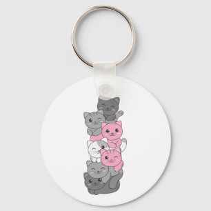 Demigirl Flag Cat Pride Lgbtq Cute Cat Keychain