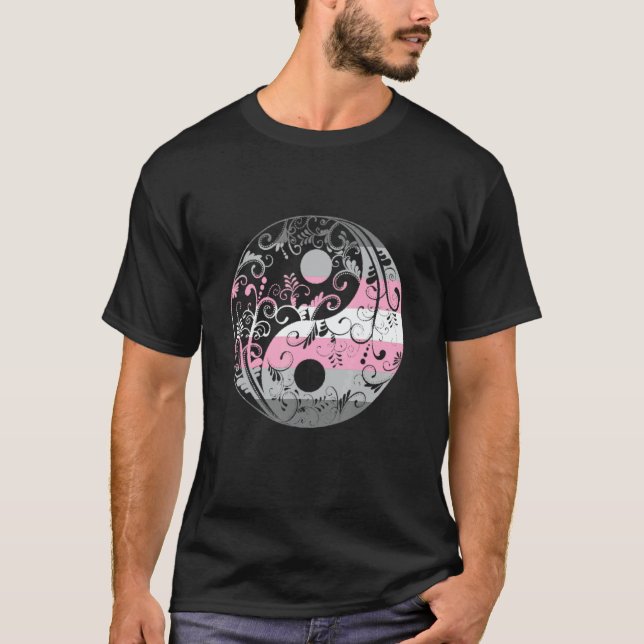 Demigirl Flag Yin Yang LGBTQ Demigirl Pride Demi G T-Shirt (Front)