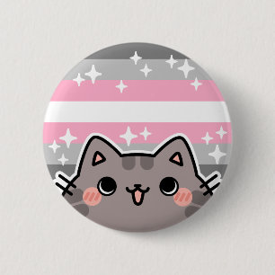 Demigirl LGBT Pride Flag Cat Button