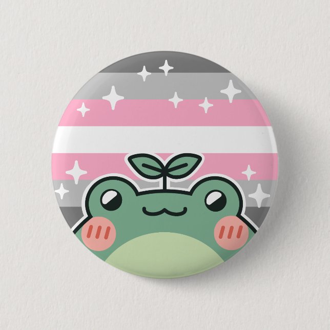 Demigirl LGBT Pride Flag Frog Button (Front)