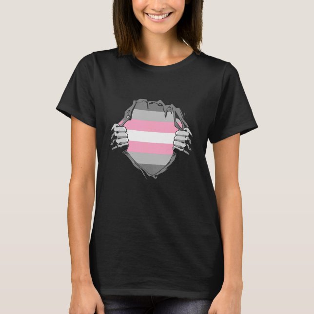 Demigirl Pride Chest Inside Demi Girl LGBT Demigir T-Shirt (Front)