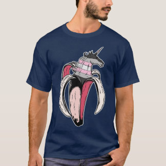 Demigirl Unicorn Banana LGBT Pride Flag T-Shirt
