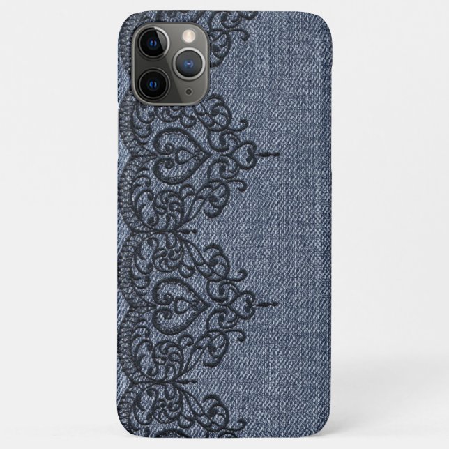 *~* Demin and Black Lace Girly Romantic Case-Mate iPhone Case (Back)