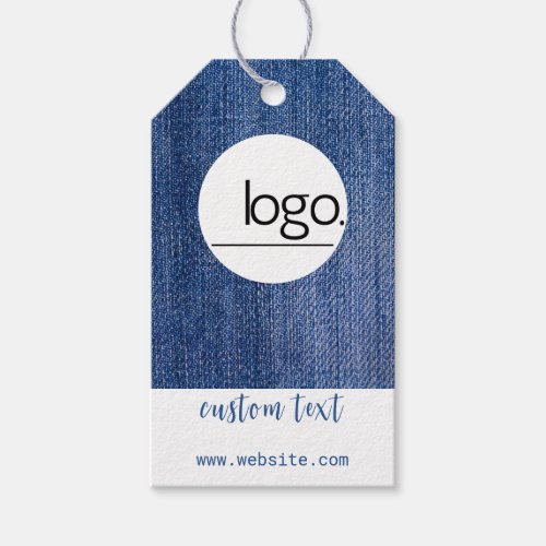 DEMIN BLUE MODERN YOUR LOGO HERE BRAND GIFT TAGS