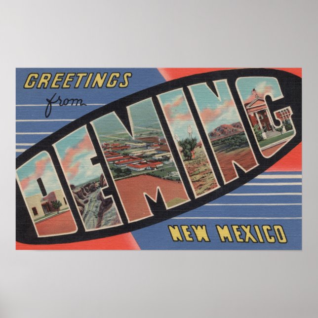 Deming, New Mexico - Large Letter Scenes Poster (Front)