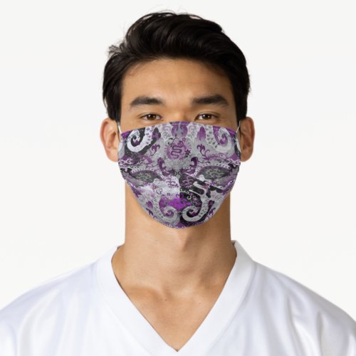 Demisexual Dragon Damask _ Pride Flag Colors Adult Cloth Face Mask