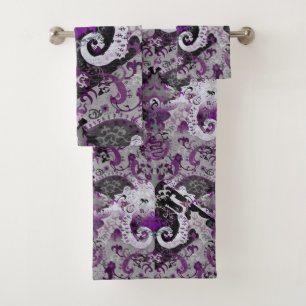 Demisexual Dragon Damask - Pride Flag Colors Bath Towel Set