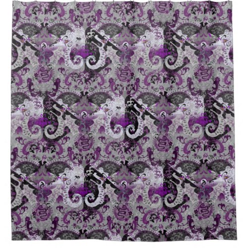 Demisexual Dragon Damask _ Pride Flag Colors Shower Curtain