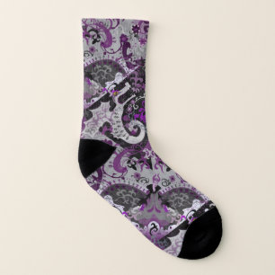 Demisexual Dragon Damask - Pride Flag Colors Socks