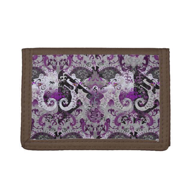 Demisexual Dragon Damask - Pride Flag Colors Trifold Wallet (Front)
