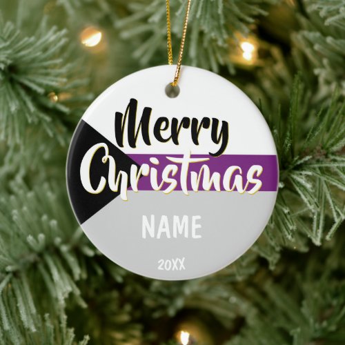 Demisexual Flag Personalized Christmas Ceramic Ornament