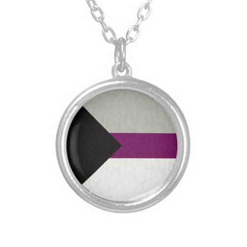 Demisexual Pride Flag Colored Background Design Silver Plated Necklace