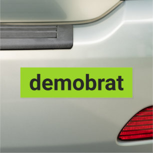 Demobrat modern typography black lime green cool car magnet