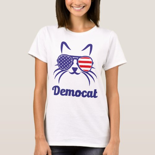 Democat Patriotic Cat Lovers Fourth of July USA T_Shirt