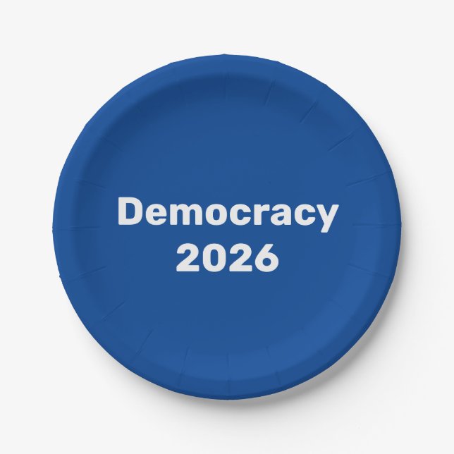 Democracy 2026 Midterm Election Paper Plates (Front)