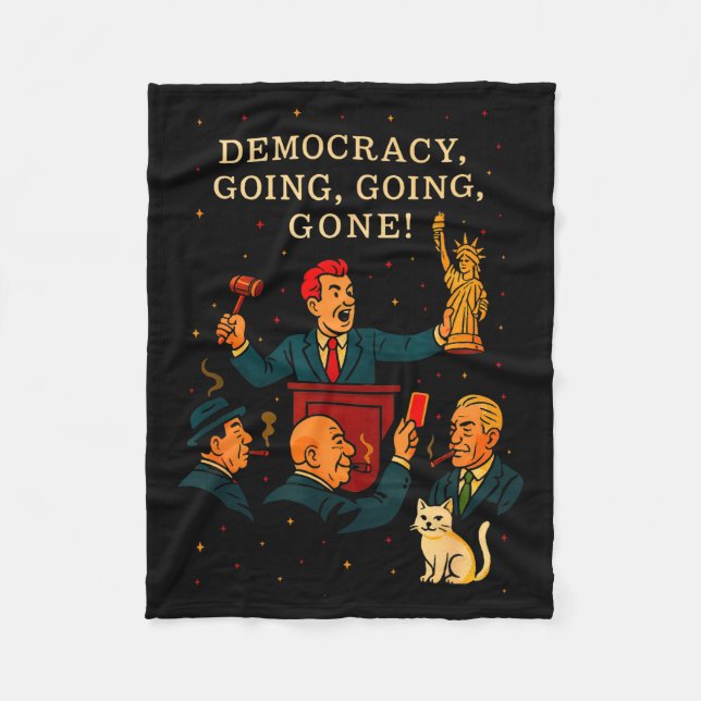 Democracy Auction Gone Funny Litical Satire Gift  Fleece Blanket (Front)