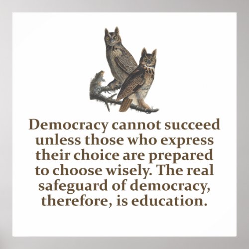 Democracy Cannot Succeed _ Education Quote   Poster