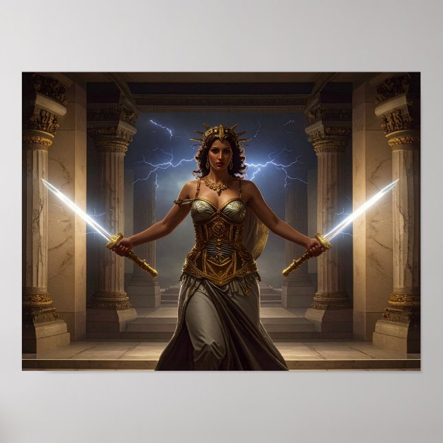 Democracy Defender Lady Liberty SciFi Fantasy Art Poster (Front)