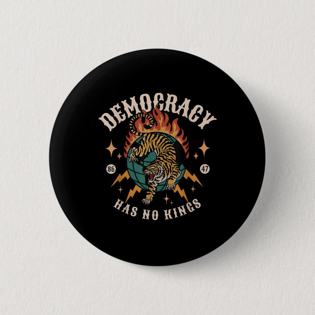 Democracy Has No King 8647 Anti Trump America Soci Button (Front)