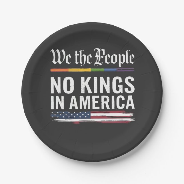 Democracy Has no King Librety Status USA  Paper Plates (Front)