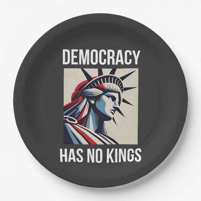 Democracy Has no King Librety Status USA  Paper Plates (Front)