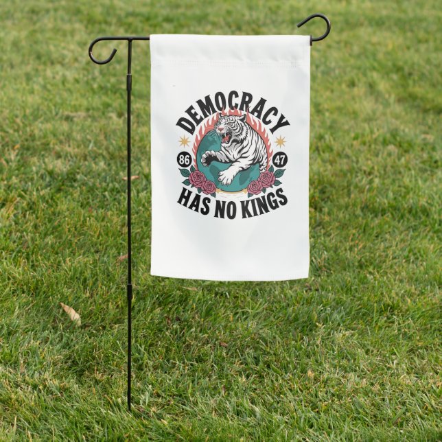 Democracy Has No Kings 86 47 Tiger Garden Flag (In SItu)