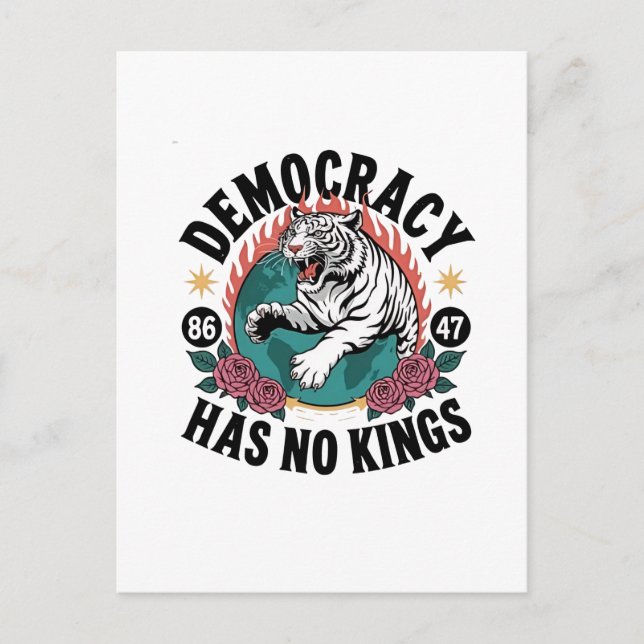 Democracy Has No Kings 86 47 Tiger Invitation Postcard (Front)