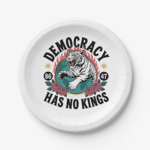 Democracy Has No Kings 86 47 Tiger Paper Plates