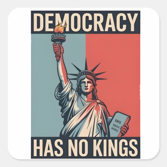 Democracy Has No Kings Liberity Status American Square Sticker (Front)