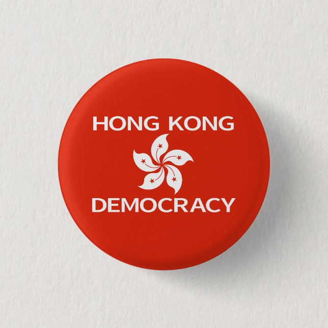 Democracy Hong Kong Orchid Flag Button (Front)